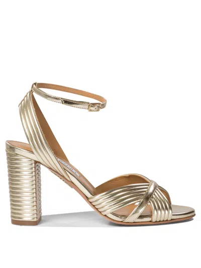 Aquazzura Very Sundance 85 Metallic Leather Sandals In Gold