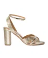 Aquazzura Very Sundance 85 Metallic Leather Sandals In Gold
