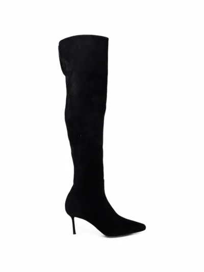 Aquazzura Vespera 75 Suede Boots In Black