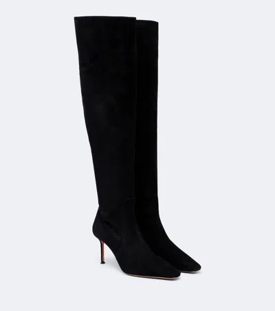 Aquazzura Vespera Suede Over-the-knee Boots In Black