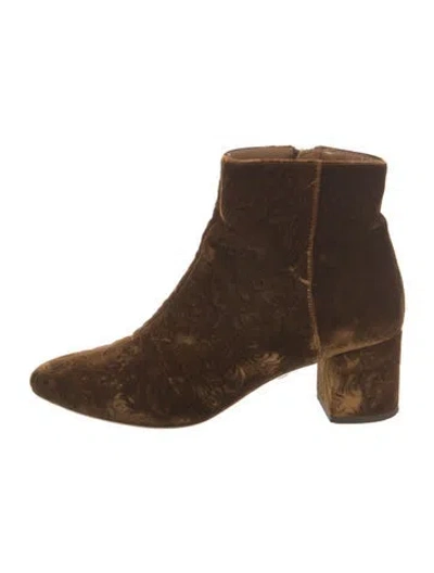 Pre-owned Aquazzura Vintage Velvet Boots In Brown