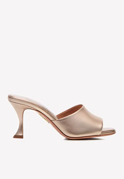 Aquazzura Violette 75 Metallic Leather Mules