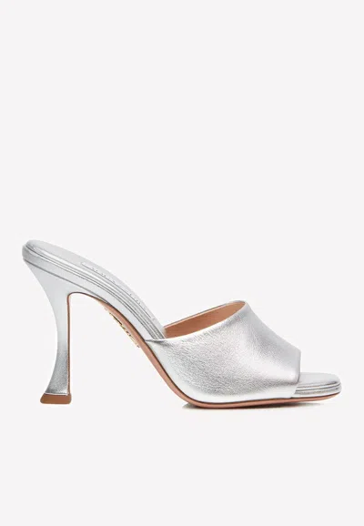Aquazzura Violette 95 Metallic Leather Mules