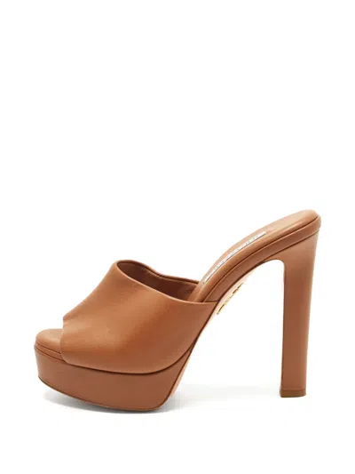 Pre-owned Aquazzura Violette Platform Sandals In Brown