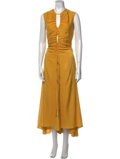Pre-owned Aquazzura V-neck Long Dress In Yellow