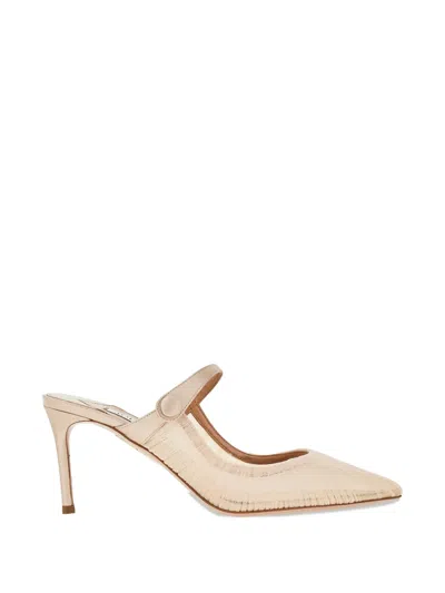 Aquazzura Voile 75 Pleated Satin-trimmed Tulle Mules In Pink