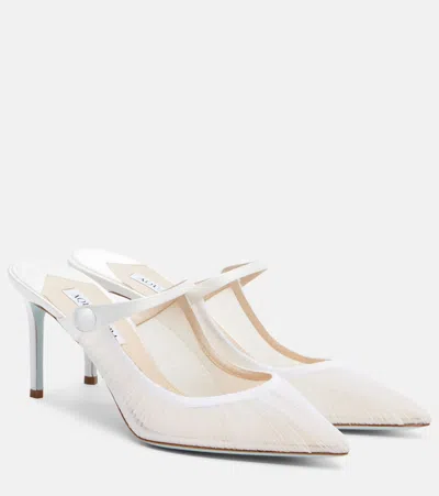 Aquazzura Voile 75 Satin-trimmed Tulle Mules In White