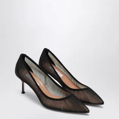 Aquazzura Voile Black Pumps In Satin And Mesh