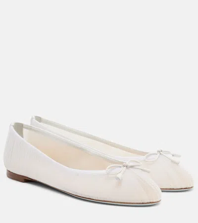 Aquazzura Voile Leather-trimmed Tulle Ballet Flats In White