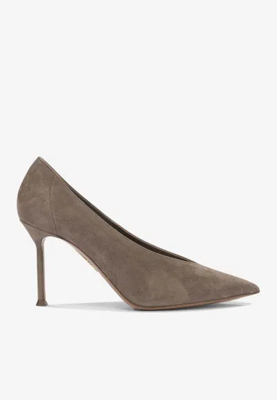 Aquazzura Voltaire 85 Suede Pumps In Brown