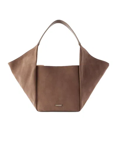 Aquazzura Voltaire Leather-trimmed Suede Tote In Brown