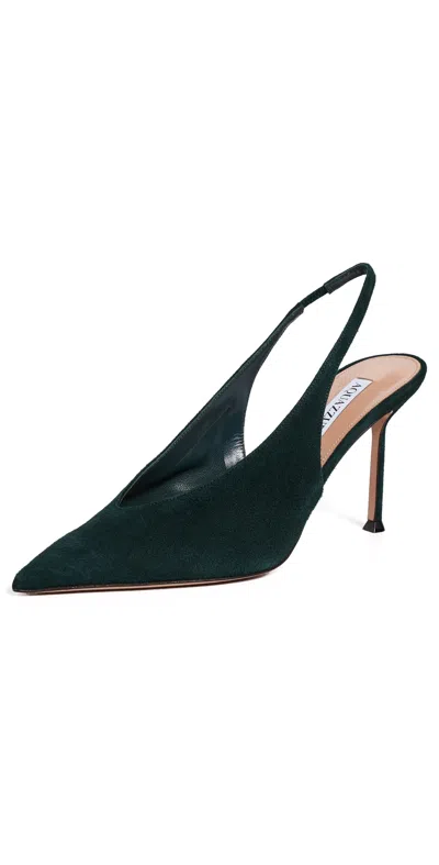 Aquazzura Voltaire 85 Suede Slingback Pumps In Green