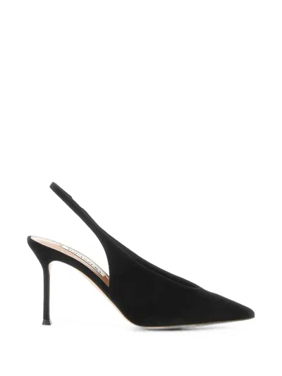Aquazzura 85mm Voltaire Suede Slingback Pumps In Black