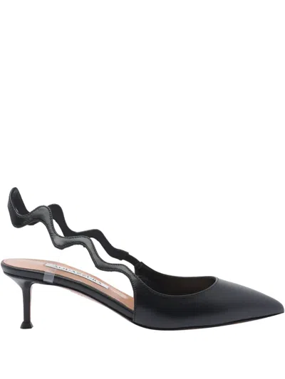 Aquazzura Wave-detail Slingback Pumps In Black