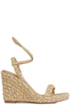Aquazzura Costiera 120 Embellished Espadrille Wedges In Brown