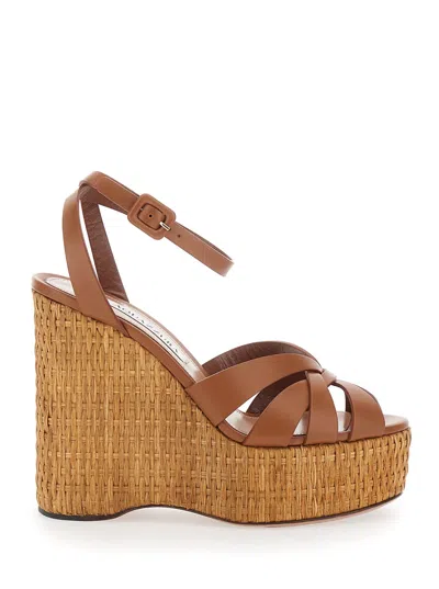 Aquazzura Wedges Copacabana With Brown Leather Upper For Women
