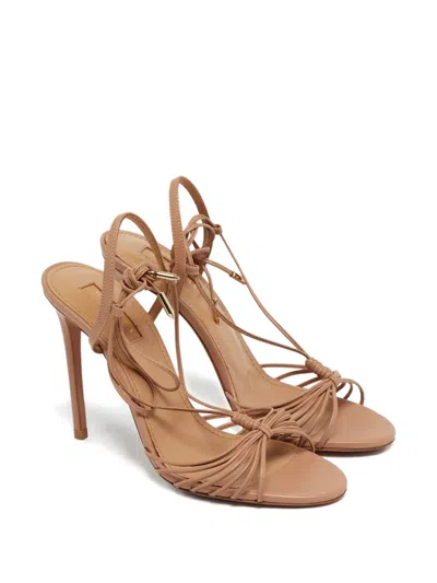 Pre-owned Aquazzura Whisper Ankle-wrap Sandals In Neutral