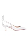 Aquazzura Bow Tie 50mm Leather Pumps In White