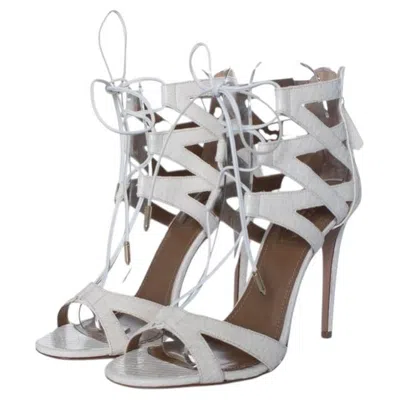 Pre-owned Aquazzura , White Leather Python Sandals
