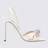 Aquazzura 105mm Very Bow Tie Satin Sandals In White