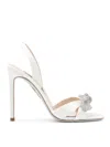 Aquazzura 105mm Very Bow Tie Satin Sandals In White