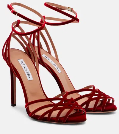 Aquazzura Wild 105 Velvet Sandals In Red