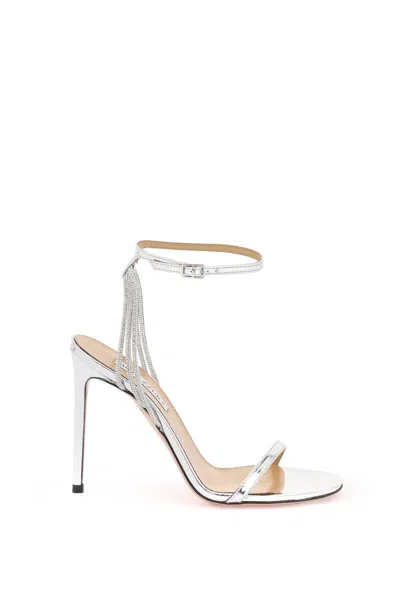 Aquazzura Wild At Heart 105 Crystal-embellished Mirrored-leather Sandals In Silver