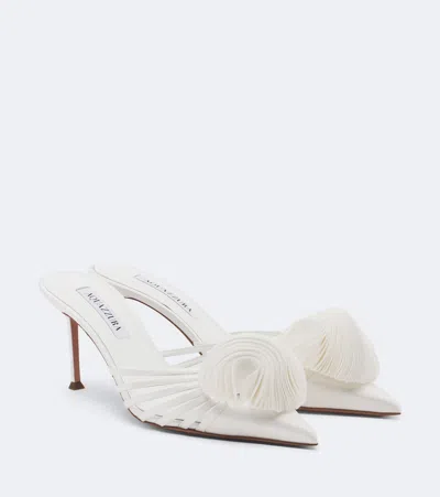 Aquazzura Wild Bloom Floral-appliqué Satin Mules In White