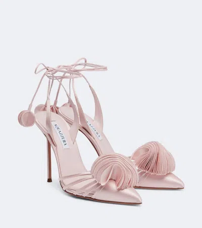 Aquazzura Wild Bloom Embellished 105 Satin Pumps In Pink