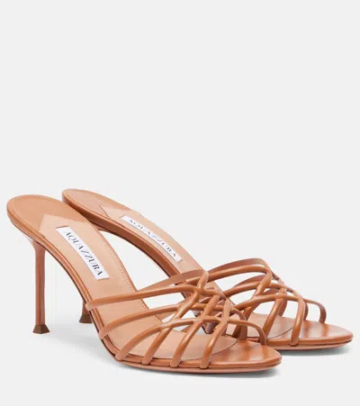 Aquazzura Wild Dream Leather Mules In Orange