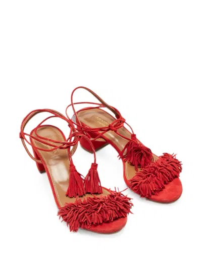 Pre-owned Aquazzura Wild Thing Heeled Sandals In Red
