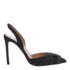Aquazzura Embellished Glitter Patch Leather Pointed Stiletto In Black