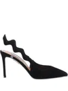 Aquazzura 85mm Artiste Sling Wave-detail Slingback Pumps In Black