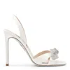 Aquazzura 105mm Very Bow Tie Satin Sandals In White
