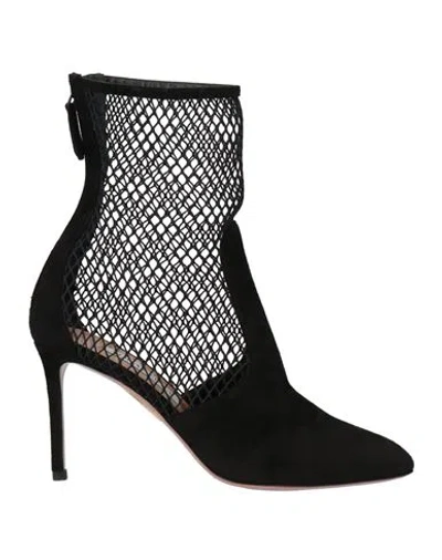Aquazzura Woman Ankle Boots Black Size 7 Leather, Textile Fibers