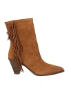 AQUAZZURA AQUAZZURA WOMAN ANKLE BOOTS CAMEL SIZE 7.5 LEATHER