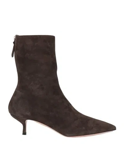 Aquazzura Woman Ankle Boots Chocolate Brown Size 9 Leather