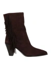 Aquazzura Woman Ankle Boots Dark Brown Size 10 Leather In Burgundy