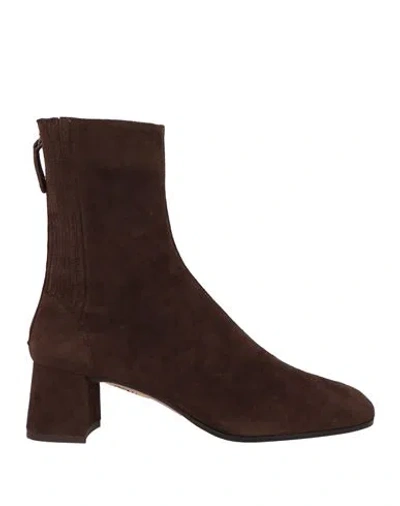 Aquazzura Suede Block Heel Ankle Boots In Brown