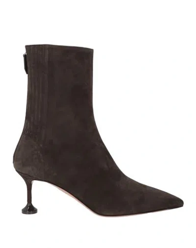 Aquazzura Woman Ankle Boots Dark Brown Size 8 Leather In Multi