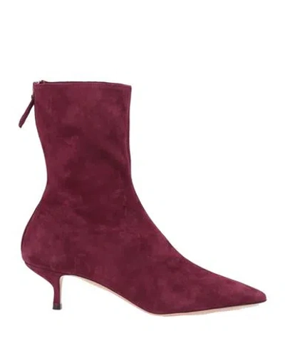 Aquazzura Woman Ankle Boots Garnet Size 7 Leather In Pink