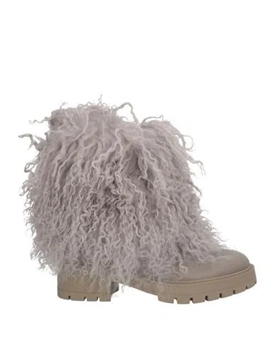 Aquazzura Woman Ankle Boots Light Grey Size 7.5 Leather, Shearling