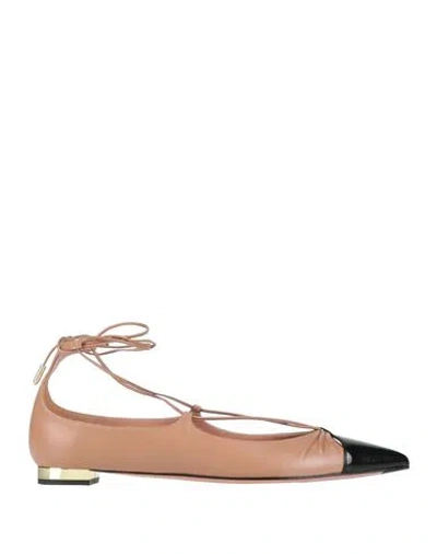 Aquazzura Woman Ballet Flats Antique Rose Size 8 Leather In Pink