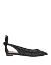 Aquazzura Woman Ballet Flats Black Size 8 Textile Fibers In Black