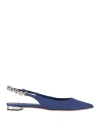 Aquazzura Woman Ballet Flats Blue Size 8 Textile Fibers
