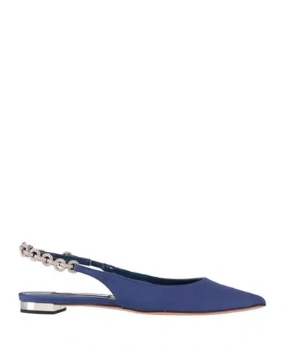 Aquazzura Woman Ballet Flats Blue Size 8 Textile Fibers