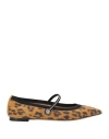 Aquazzura Woman Ballet Flats Camel Size 8 Textile Fibers, Leather In Beige