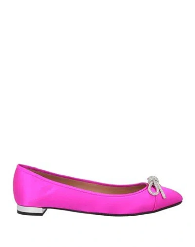 Aquazzura Woman Ballet Flats Fuchsia Size 8 Textile Fibers In Pink