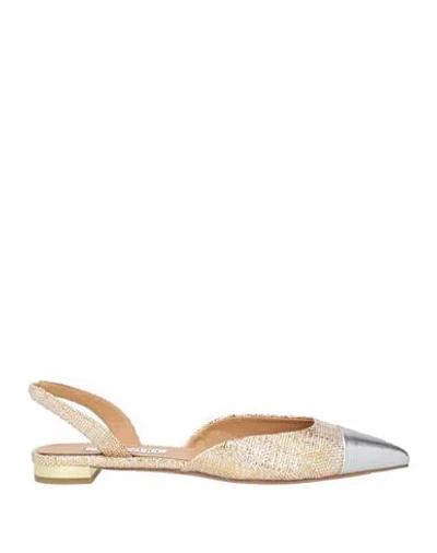 Aquazzura Golden Glitter Metallic Pointed Toe Ballerina