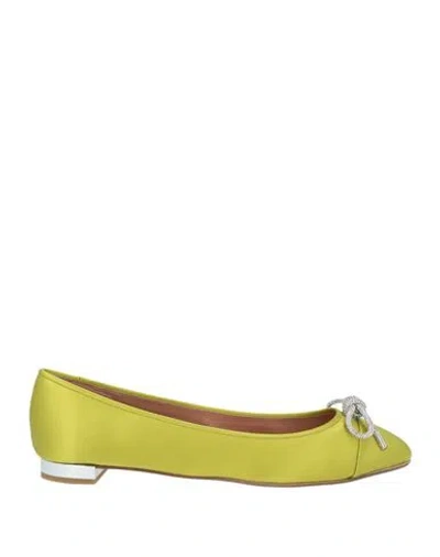 Aquazzura Woman Ballet Flats Lime Green Size 9 Textile Fibers In Multi